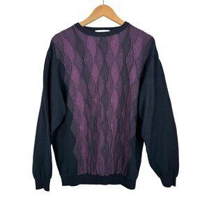 Vintage St. Croix Shop Crew Neck Sweater Coogi Style textured Purple Black Sz L